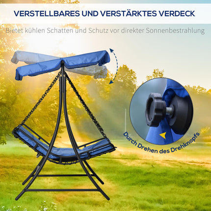 Gartenschaukelstuhl mit Verdeck, 2-Sitzer, Stahlblau