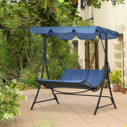 Gartenschaukelstuhl mit Verdeck, 2-Sitzer, Stahlblau