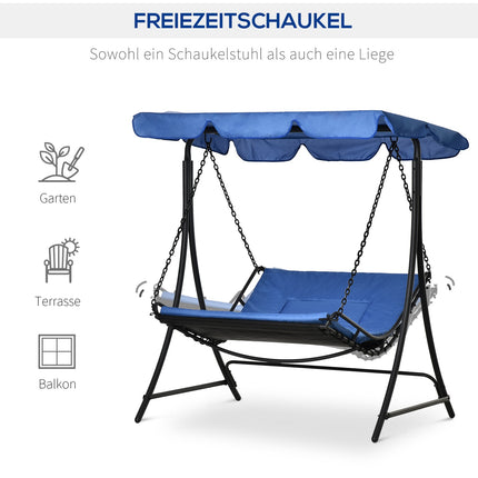 Gartenschaukelstuhl mit Verdeck, 2-Sitzer, Stahlblau