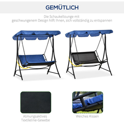 Gartenschaukelstuhl mit Verdeck, 2-Sitzer, Stahlblau