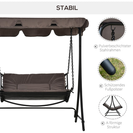 Swing Lounger Hollywood Swing Tuinligstoel Met Dak Voor 2 Personen Staalgrijs 164 X 116 X 176 Cm