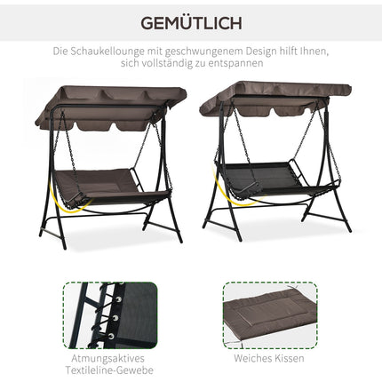 Swing Lounger Hollywood Swing Tuinligstoel Met Dak Voor 2 Personen Staalgrijs 164 X 116 X 176 Cm