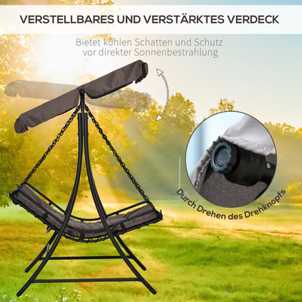 Swing Lounger Hollywood Swing Tuinligstoel Met Dak Voor 2 Personen Staalgrijs 164 X 116 X 176 Cm