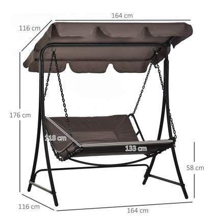 Swing Lounger Hollywood Swing Tuinligstoel Met Dak Voor 2 Personen Staalgrijs 164 X 116 X 176 Cm