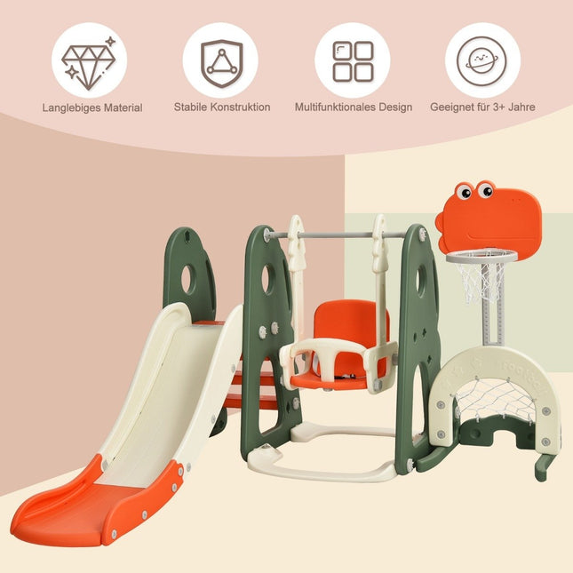Schaukelgestell Rutsche und Schaukelset für Kleinkinder 172 x 182 x 108-120 cm orange