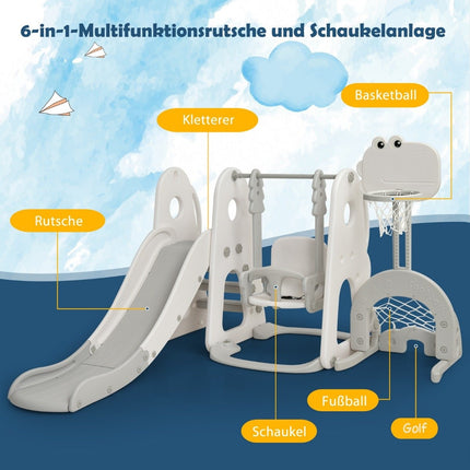 Schaukelgestell Rutsche und Schaukelset für Kleinkinder 172 x 182 x 108-120 cm weiß