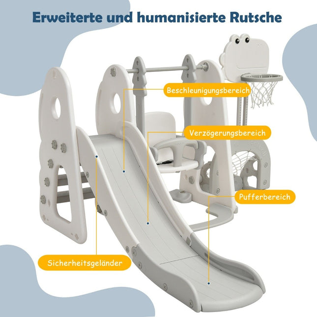 Schaukelgestell Rutsche und Schaukelset für Kleinkinder 172 x 182 x 108-120 cm weiß