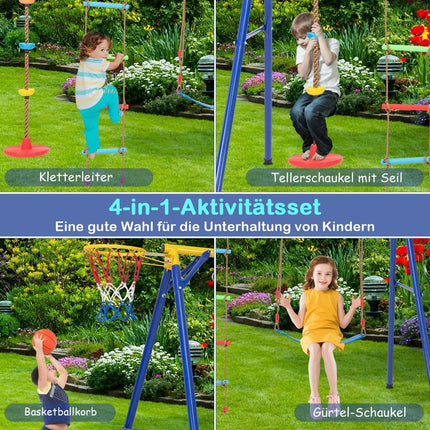 Schaukelgestell mit elastischer Schaukeltellerschaukel 246 x 190 x 188 cm Gelb + Blau