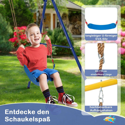 Schaukelgestell mit elastischer Schaukeltellerschaukel 246 x 190 x 188 cm Gelb + Blau