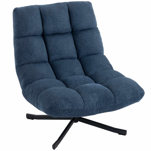 Drehbarer Akzentsessel, armlos, Chenille, Dunkelblau