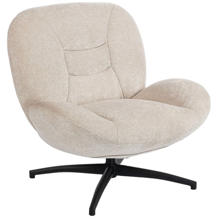 Drehbarer Akzentsessel, Cremeweiß, Chenille-Stoff, Stahlfuß