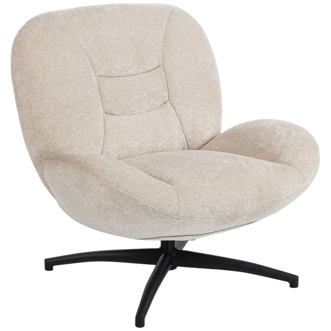Drehbarer Akzentsessel, Cremeweiß, Chenille-Stoff, Stahlfuß