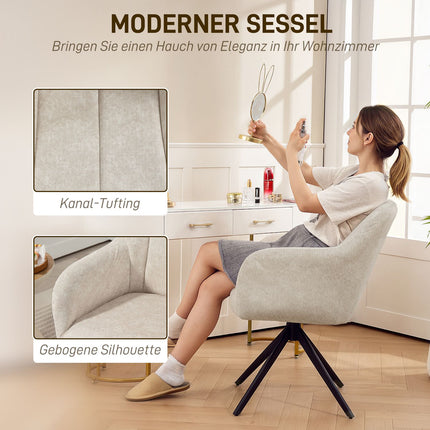 Drehbarer Akzentsessel, Stoffbezug, Stahlbeine, Beige