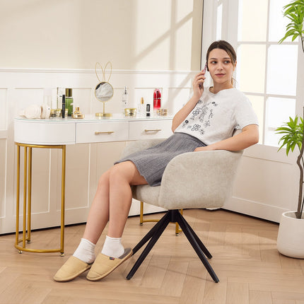 Drehbarer Akzentsessel, Stoffbezug, Stahlbeine, Beige