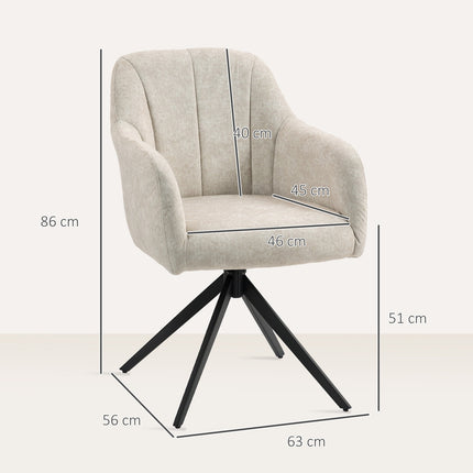 Drehbarer Akzentsessel, Stoffbezug, Stahlbeine, Beige