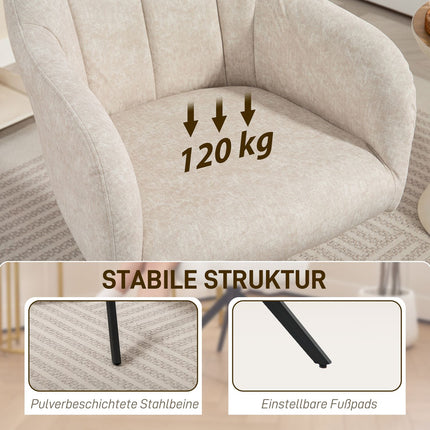 Drehbarer Akzentsessel, Stoffbezug, Stahlbeine, Beige