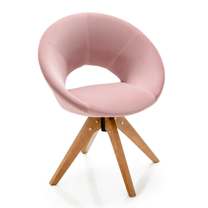 Drehbarer Akzentstuhl – Samt im Mid-Century-Stil, überdimensionale Sitzfläche, Rosa