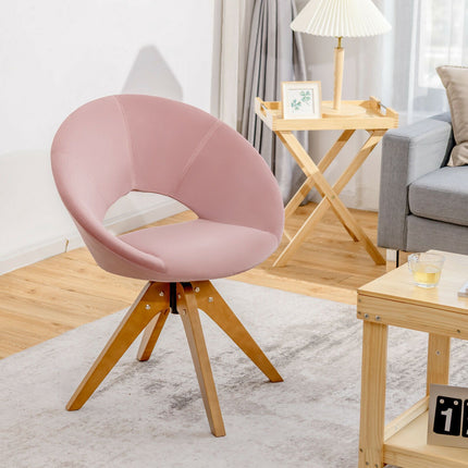 Drehbarer Akzentstuhl – Samt im Mid-Century-Stil, überdimensionale Sitzfläche, Rosa