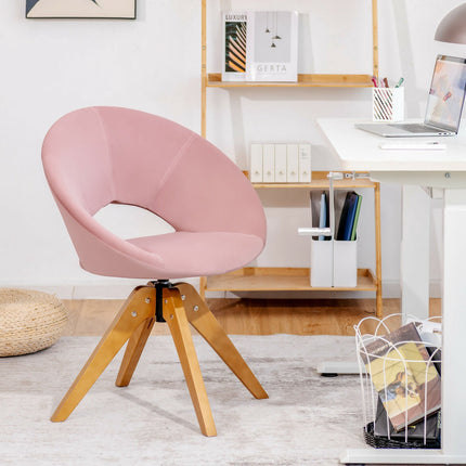 Drehbarer Akzentstuhl – Samt im Mid-Century-Stil, überdimensionale Sitzfläche, Rosa