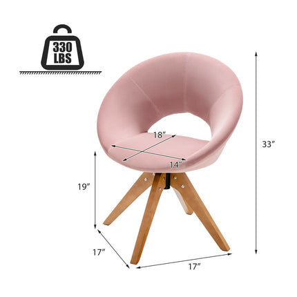 Drehbarer Akzentstuhl – Samt im Mid-Century-Stil, überdimensionale Sitzfläche, Rosa