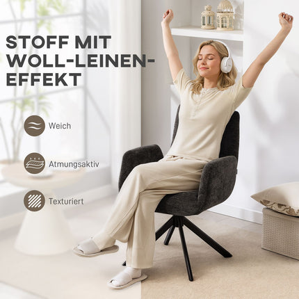 Swivel Accent Chair, Modern Design, Black, 120 kg Capacity