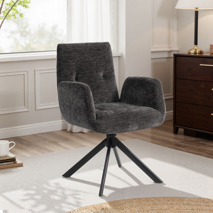 Swivel Accent Chair, Modern Design, Black, 120 kg Capacity