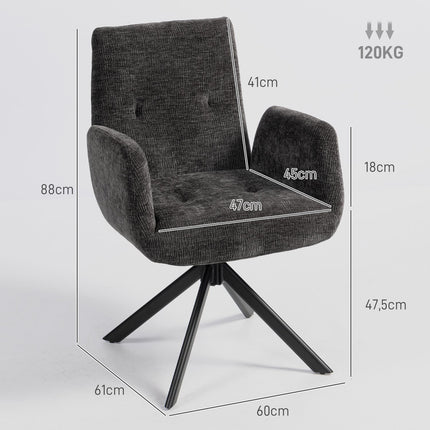 Swivel Accent Chair, Modern Design, Black, 120 kg Capacity