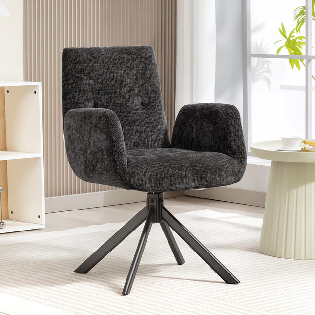Drehbarer Akzentsessel, Modernes Design, Schwarz, 120 kg Tragkraft