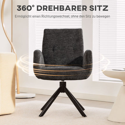 Swivel Accent Chair, Modern Design, Black, 120 kg Capacity
