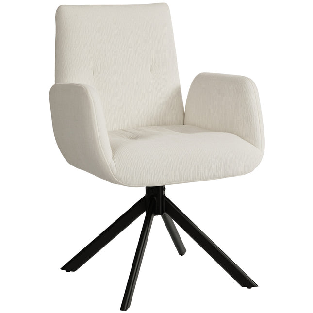 Drehbarer Akzentstuhl, modernes Design, Cremeweiß, 120 kg Tragkraft