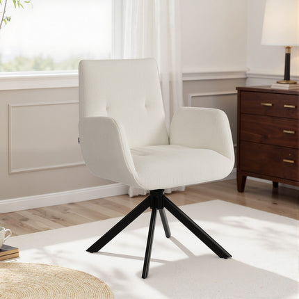 Swivel Accent Chair, Modern Design, Cream White, 120 kg Capacity