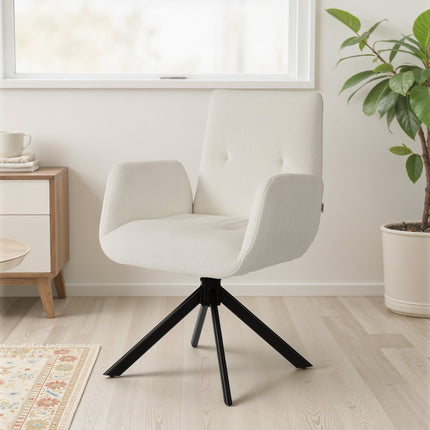 Swivel Accent Chair, Modern Design, Cream White, 120 kg Capacity