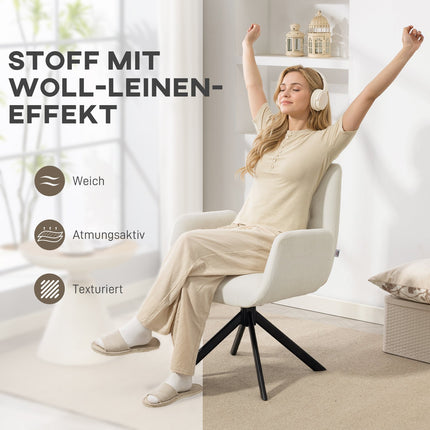 Swivel Accent Chair, Modern Design, Cream White, 120 kg Capacity