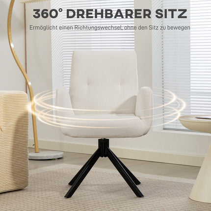 Swivel Accent Chair, Modern Design, Cream White, 120 kg Capacity