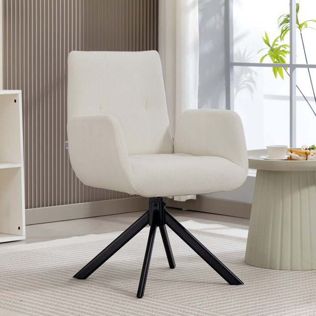 Drehbarer Akzentstuhl, modernes Design, Cremeweiß, 120 kg Tragkraft