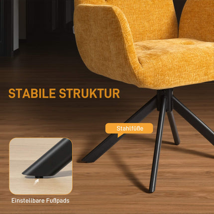Otočné designové křeslo, moderní design, žluté, nosnost 120 kg