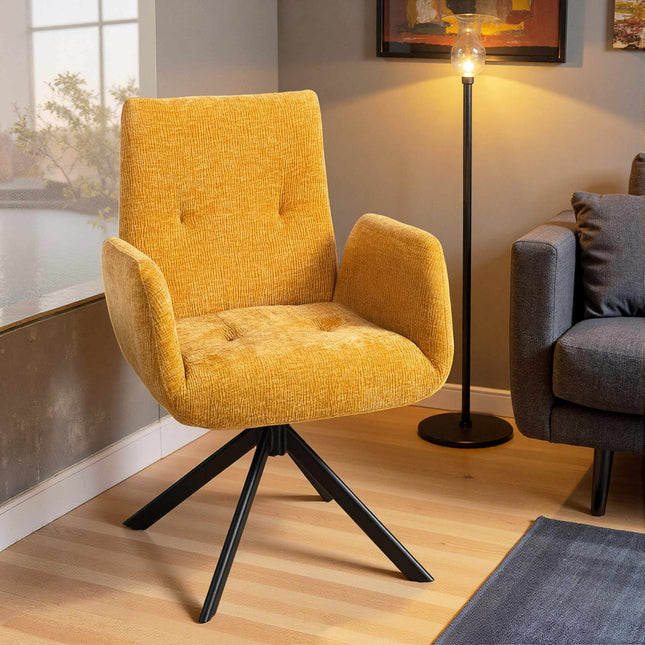 Drehbarer Akzentsessel, Modernes Design, Gelb, 120 kg Tragkraft