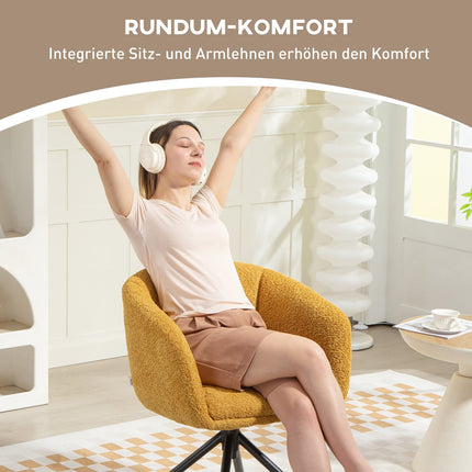 Drehsessel, Bequemer Sitz, Weicher Bezug, Gelb