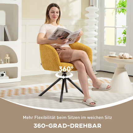 Drehsessel, Bequemer Sitz, Weicher Bezug, Gelb