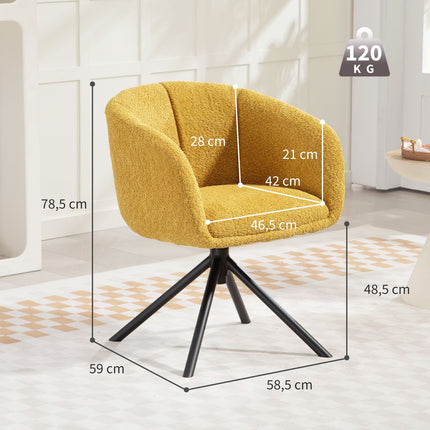 Drehsessel, Bequemer Sitz, Weicher Bezug, Gelb