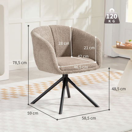 Drehbarer Sessel, Gemütliche Polsterung, Hellbraun, 120 kg Tragkraft