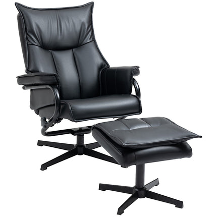 Drehbarer Relaxsessel mit Hocker, Kunstleder, schwarz