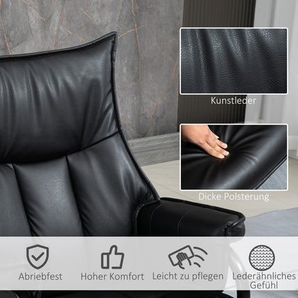 Drehbarer Relaxsessel mit Hocker, Kunstleder, schwarz