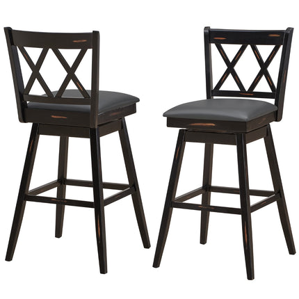 Drehbare Barhocker, 2er-Set, Kautschukholz, PVC-Sitz