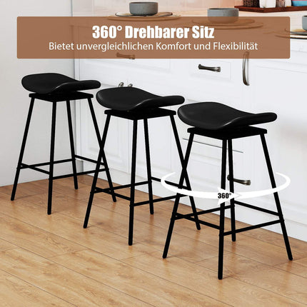 Drehbare Barhocker, 2er-Set, schwarzes Kunstleder, 360° drehbar