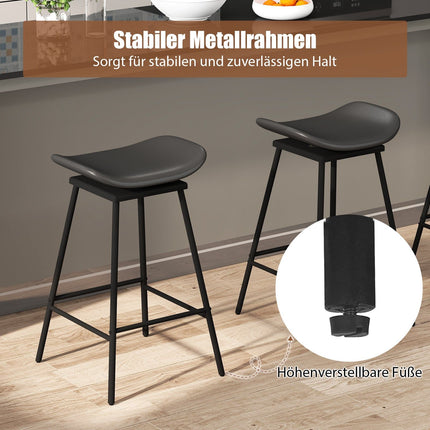 Drehbare Barhocker, 2er-Set, schwarzes Kunstleder, 360° drehbar