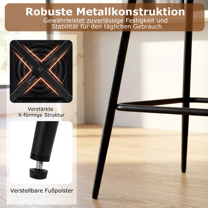 Swivel Bar Stools Set of 2, Faux Leather, Brown, 360 Rotation