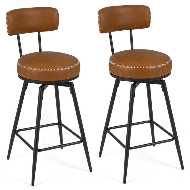 Drehbare Barhocker, 2er-Set, Kunstleder, Braun, 360° drehbar