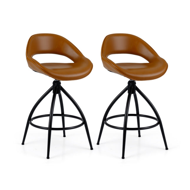 2er-Set drehbarer Barhocker, gepolstert, Kunstleder, 360° drehbar