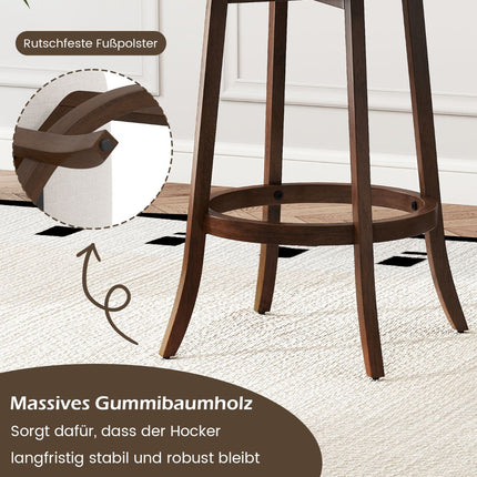 Drehbare Barhocker, 2er-Set, gepolsterte Sitze, Braun